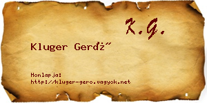 Kluger Gerő névjegykártya